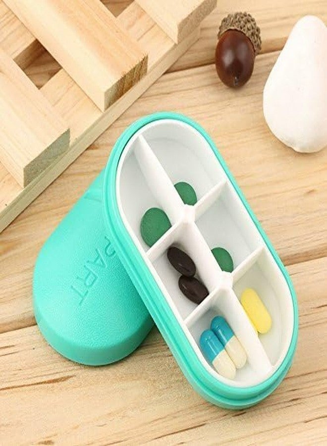 ZURITY STORE Pill Medicine Organizer, 6 Part Pill Box, Rectangle Shaped Portable Pill Box Medicine Case, Weekly Pill Container for Travel & Home, (Pack O f 1) - Image 1